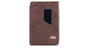 Portofel minimalist Mawani Wrap Chestnut din piele naturală Pueblo maro, cu carduri și bancnote, vedere din față
