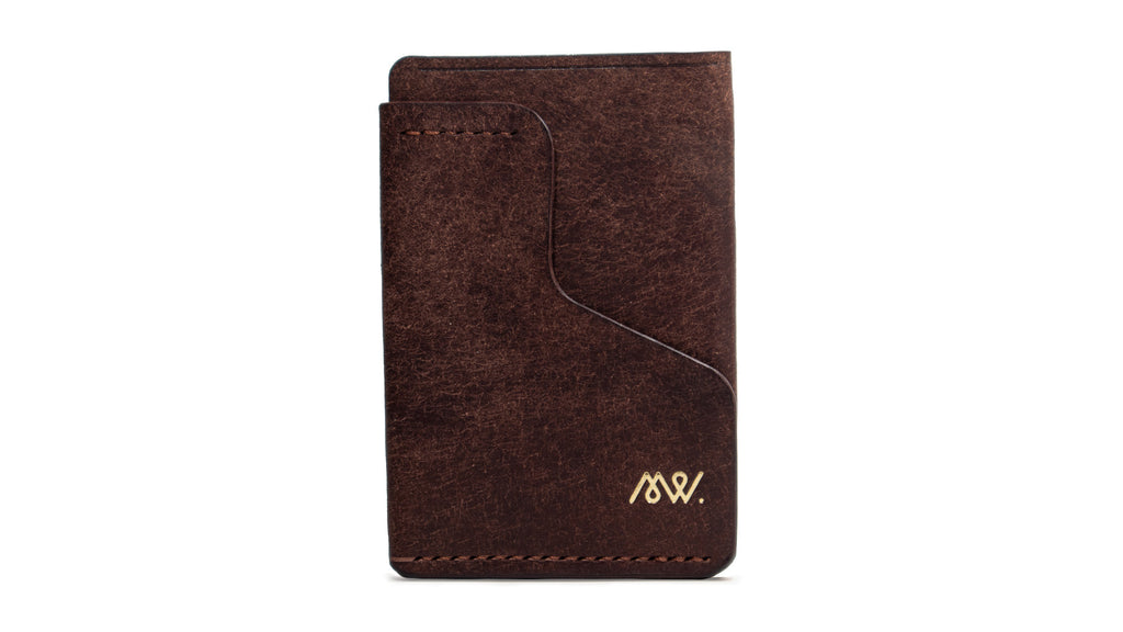 Portofel minimalist Mawani Wrap Chestnut din piele naturală Pueblo maro, vedere din față