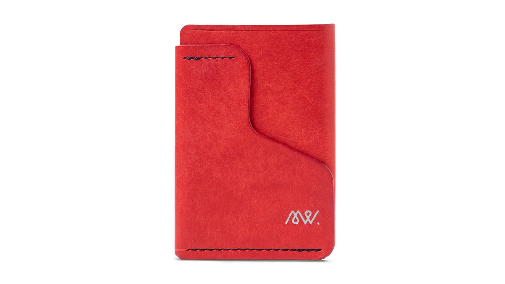 Portofel minimalist Mawani Wrap Velvet din piele naturală Pueblo roșie, vedere din față