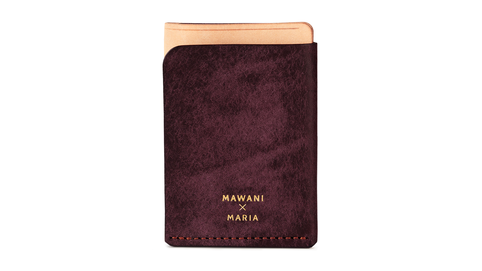 Portofel minimalist Mawani Wrap Lyra din piele naturala Pueblo mov și natur, vedere din spate