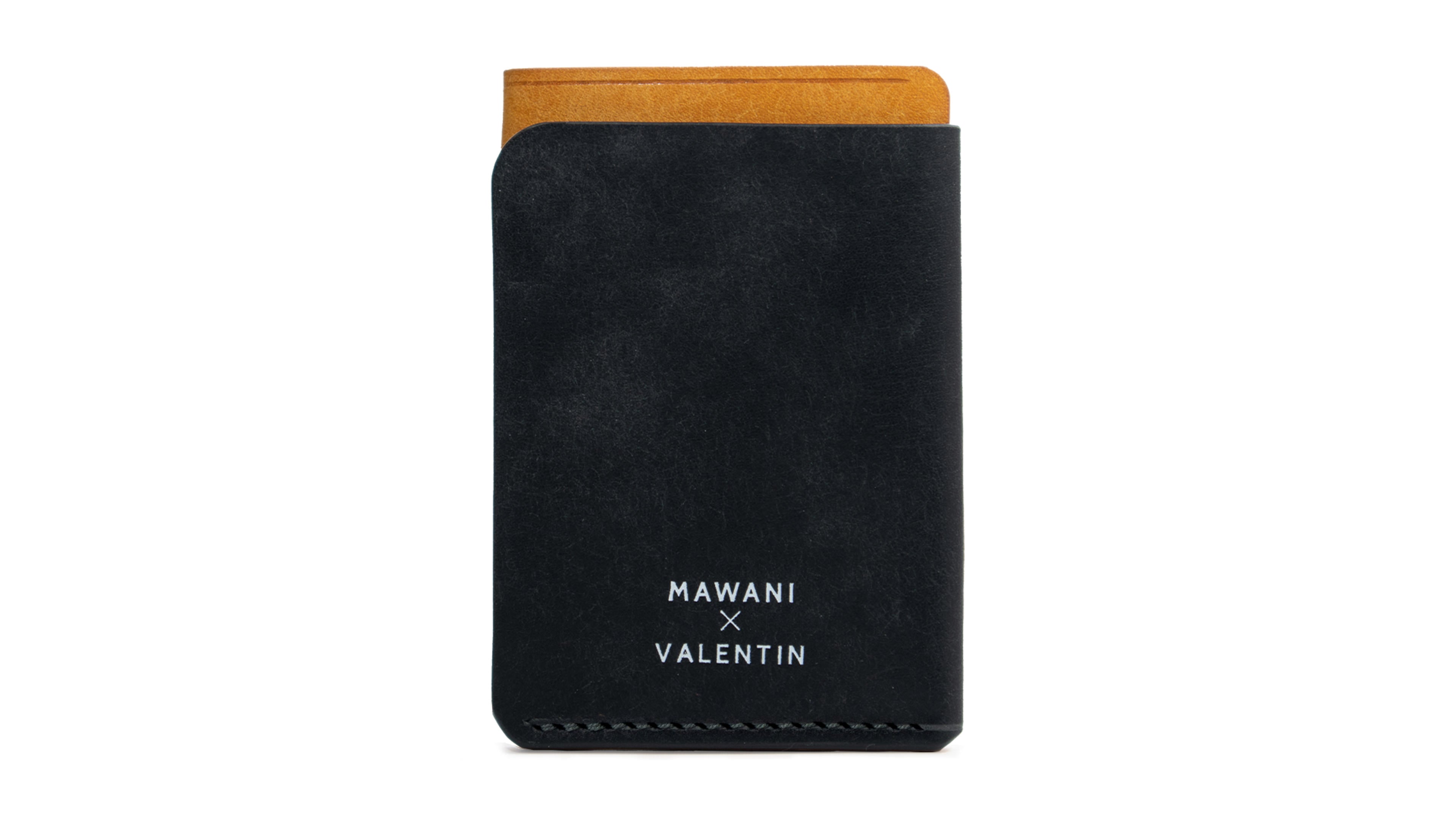 Portofel minimalist Mawani Wrap Hazard din piele naturala Pueblo galbenă și neagră, vedere din spate