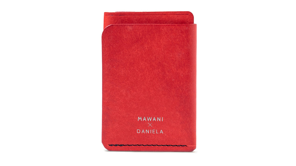 Portofel minimalist Mawani Wrap Velvet din piele naturala Pueblo roșie, vedere din spate
