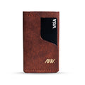 Portofel minimalist Mawani Mini Wrap Chestnut din piele naturală Pueblo maro, cu carduri, vedere frontală
