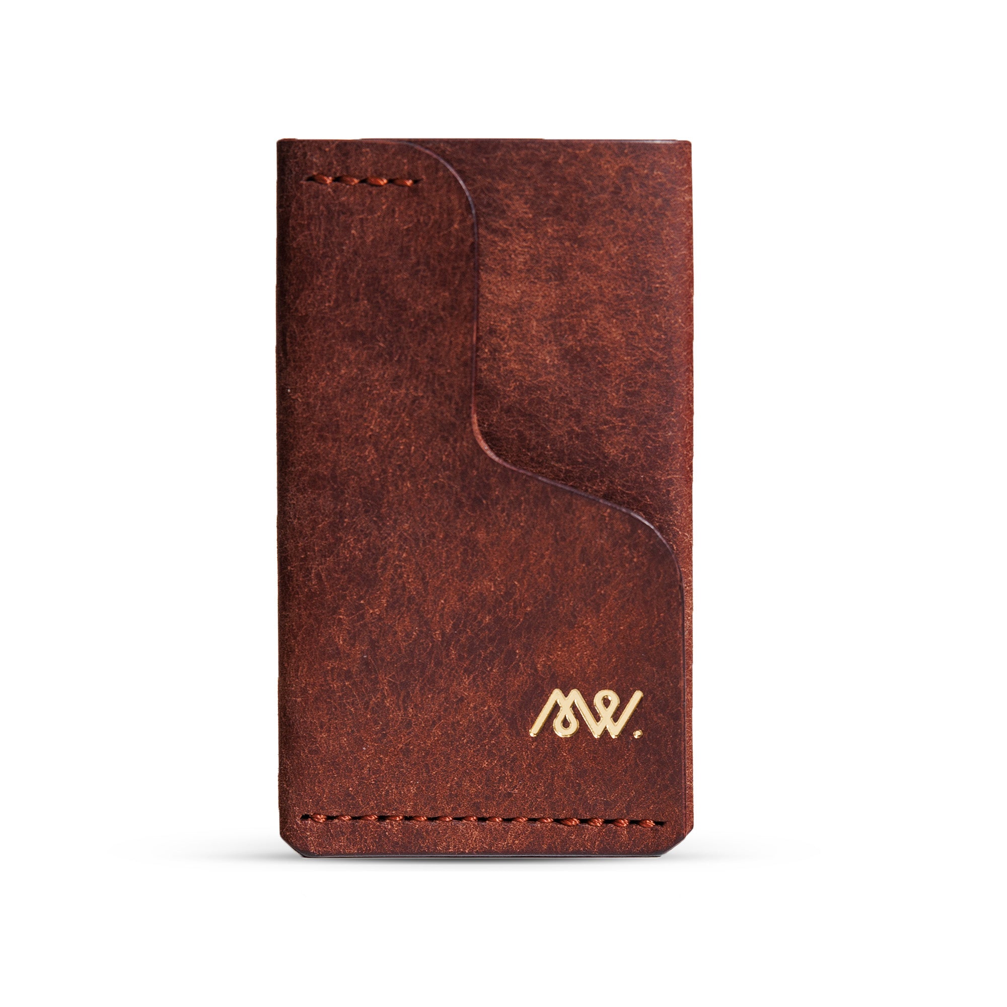 Portofel minimalist Mawani Mini Wrap Chestnut din piele naturală Pueblo maro, vedere frontală