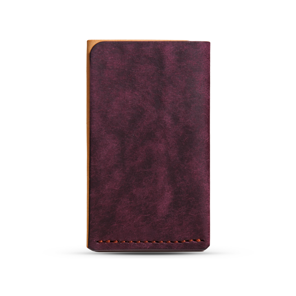 Portofel minimalist Mawani Mini Wrap Halo din piele naturală Pueblo mov și natur, vedere din spate