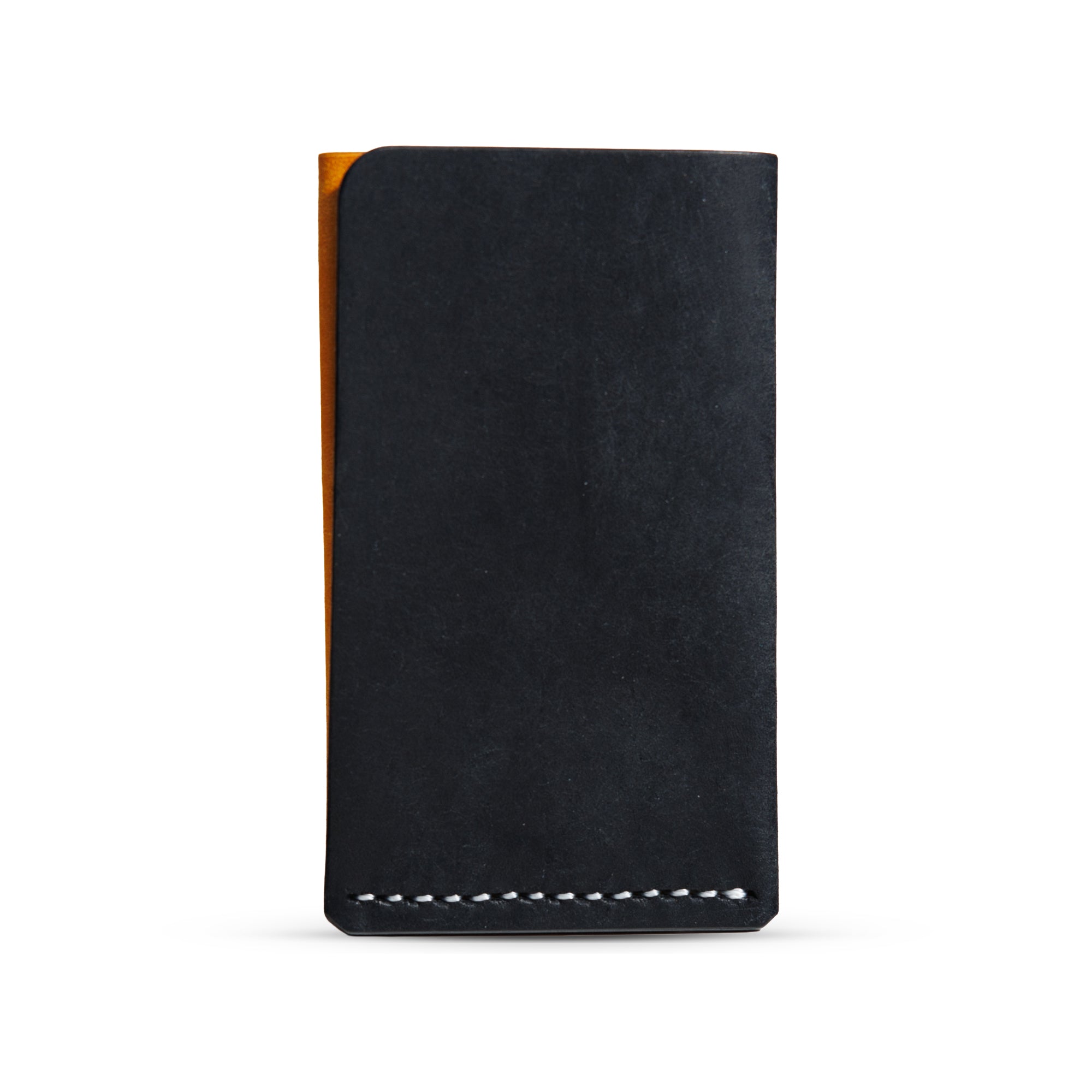 Portofel minimalist Mawani Mini Wrap Hazard din piele naturală Pueblo neagră și galbenă, vedere din spate