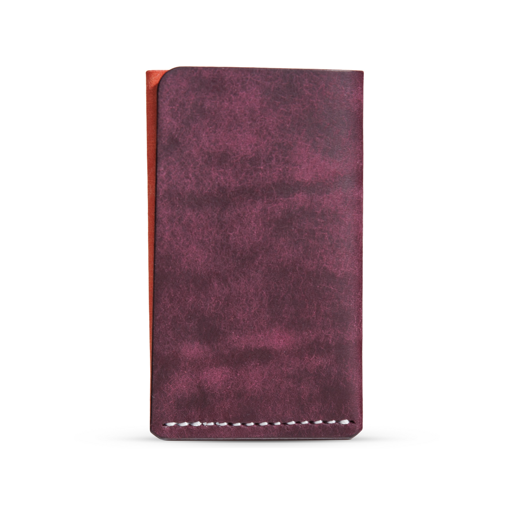 Portofel minimalist Mawani Mini Wrap Nova din piele naturală Pueblo mov și roz, vedere din spate