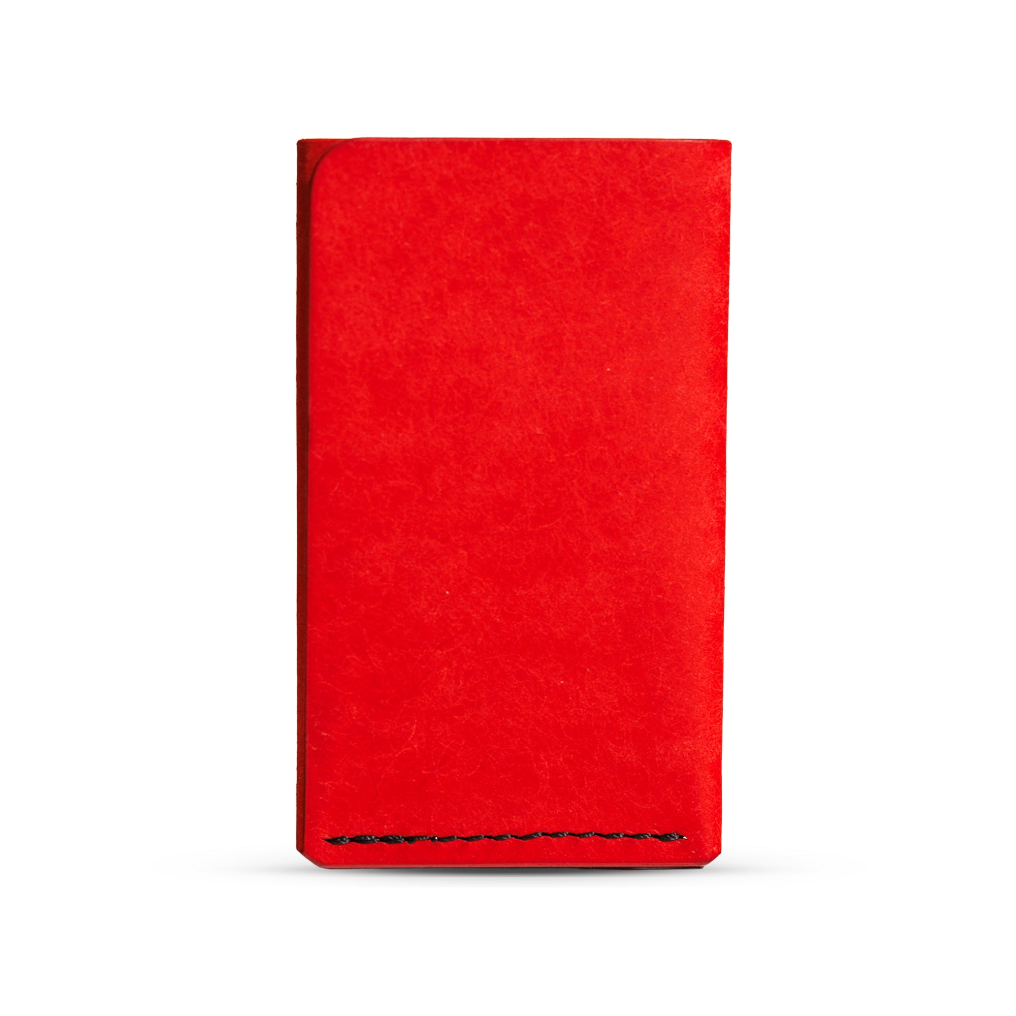 Portofel minimalist Mawani Mini Wrap Velvet din piele naturală Pueblo roșie, cu carduri, vedere din spate