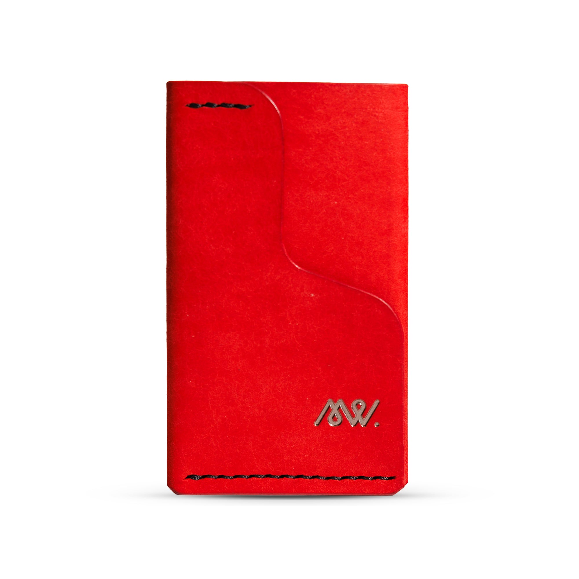 Portofel minimalist Mawani Mini Wrap Velvet din piele naturală Pueblo roșie, vedere frontală