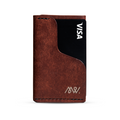 Portofel minimalist Mawani Micro Wrap Chestnut din piele naturală Pueblo maro, vedere din față, cu carduri 