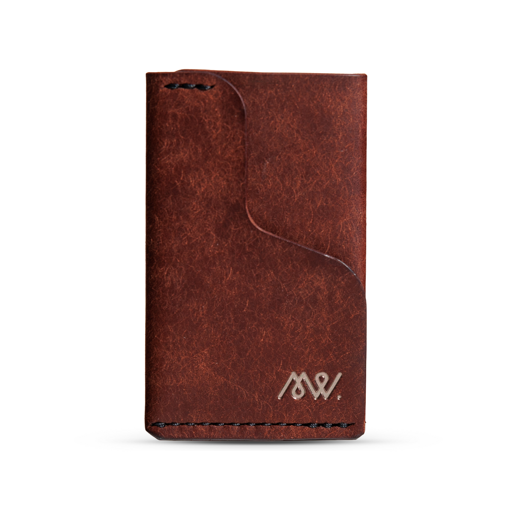 Portofel minimalist Mawani Micro Wrap Chestnut din piele naturală Pueblo maro, vedere din față