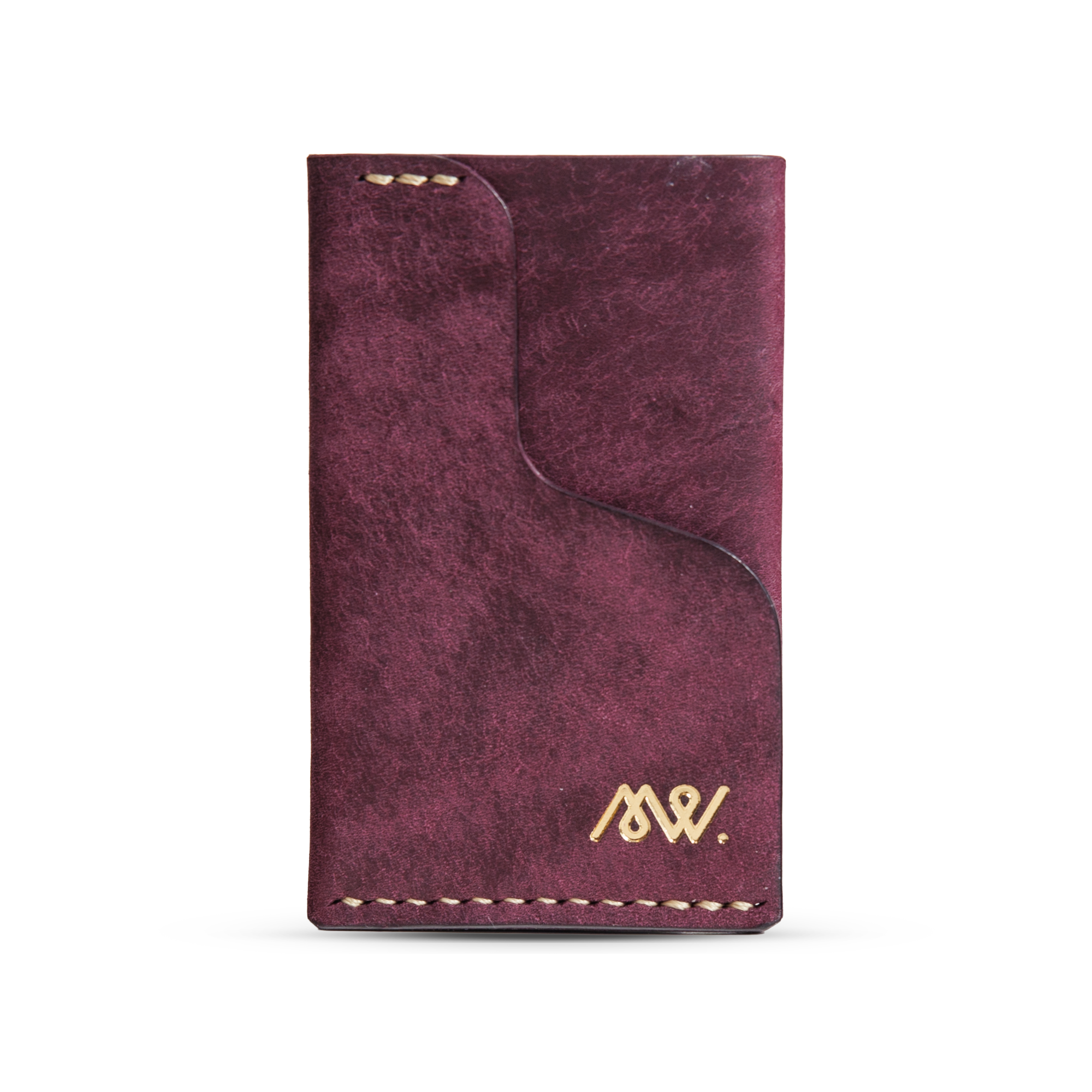 Portofel minimalist Mawani Micro Wrap Plum din piele naturală Pueblo  mov, vedere din față